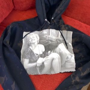 Bleach tie dye up cycled copped hoodie (Tupac and Marylin Monroe)